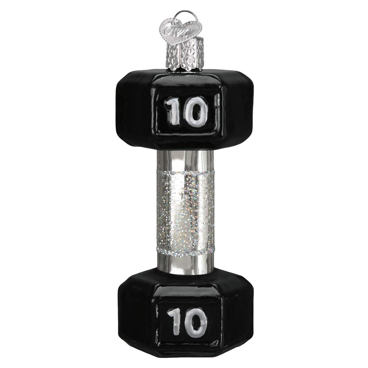 Old World Christmas Dumbbell Glass Blown Ornament for Christmas Tree, Handcrafted Holiday Decoration, Sport Collection