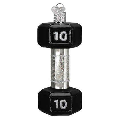 Old World Christmas Dumbbell Glass Blown Ornament for Christmas Tree, Handcrafted Holiday Decoration, Sport Collection