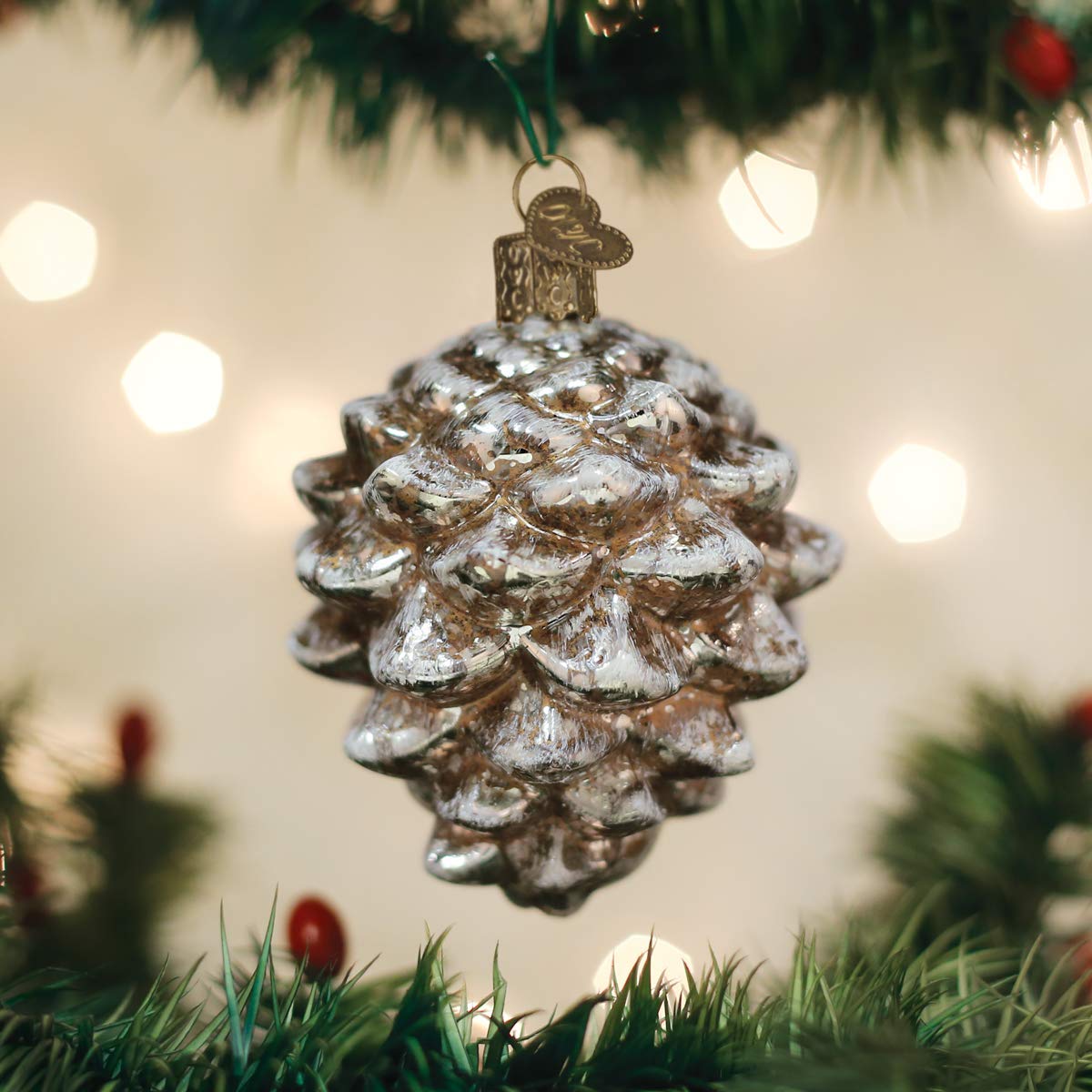 Old World Christmas Vintage Pinecone Glass Blown Ornament for Christmas Tree, Handcrafted Holiday Decoration, Nature Collection