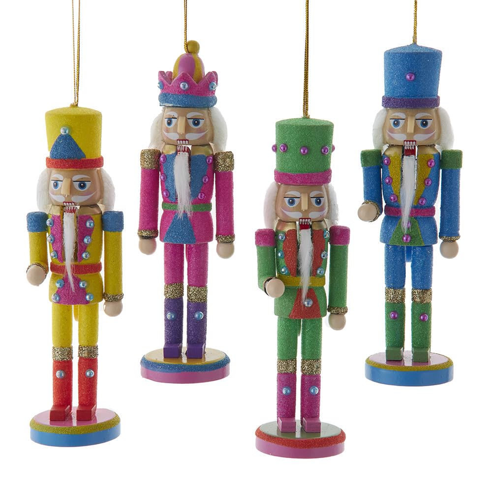 Kurt S. Adler 6" Wdn Glow in Dark Nutcracker Set of 4 Ornaments