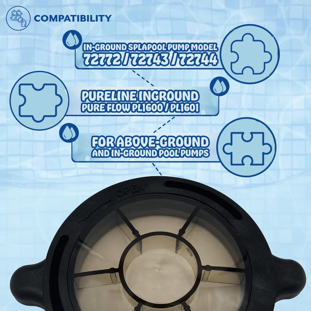 Poolzilla Replacement Pool Pump Basket Cover, Compatible with Splapool Above-Ground and In-Ground Pool Pumps