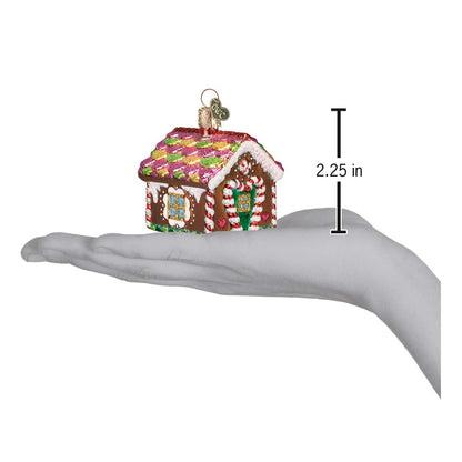 Old World Christmas Ornaments: Gingerbread Collection Glass Blown Ornaments for Christmas Tree, Gingerbread House, 20013, 2.25" x 2.25" x 2.25", Brown, Red, Green, White