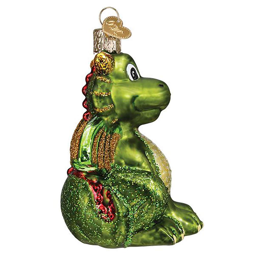 Old World Christmas Little Dragon Glass Blown Ornament for Christmas Tree, Handcrafted Holiday Decoration, Mythical Creatures Collection