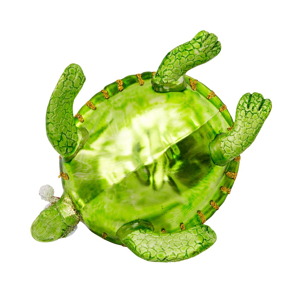 Kurt Adler 4" Glass Turtle with Gift Ornament for Christmas