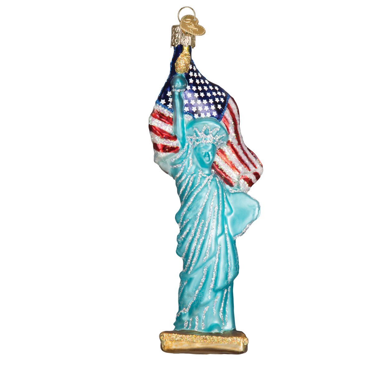 Old World Christmas Cities, Places and Landmarks Glass Blown Ornaments for Christmas Tree Statue of Liberty, 6.5, Multi Color