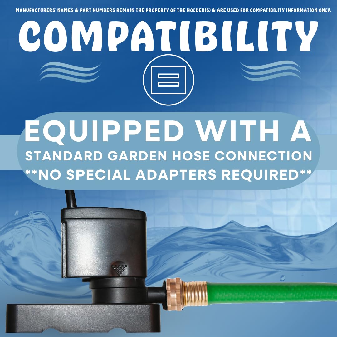 Poolzilla Submersible Cover Pump - Compatible with Standard Garden Hose, 350 GPH, 25' FT Power Cord, with Easy-Clean Filter Pad