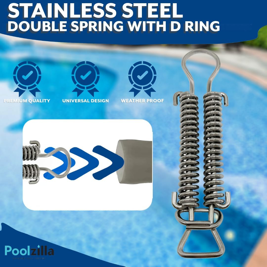 Poolzilla Stainless Steel 8" Double Spring with D Ring with Double Coil Design