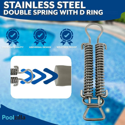 Poolzilla Stainless Steel 8" Double Spring with D Ring with Double Coil Design