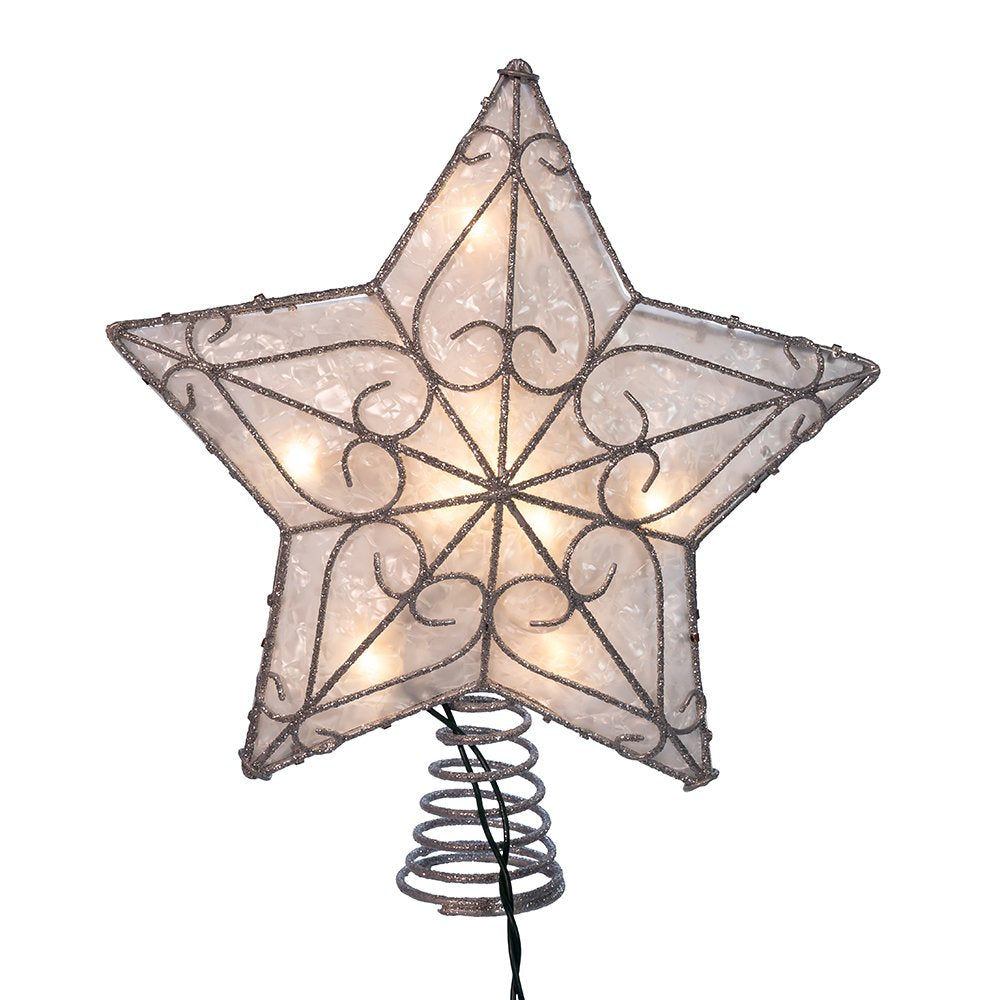Kurt Adler UL 10-Light Metal Trimmed Capiz Inspired Star Treetop