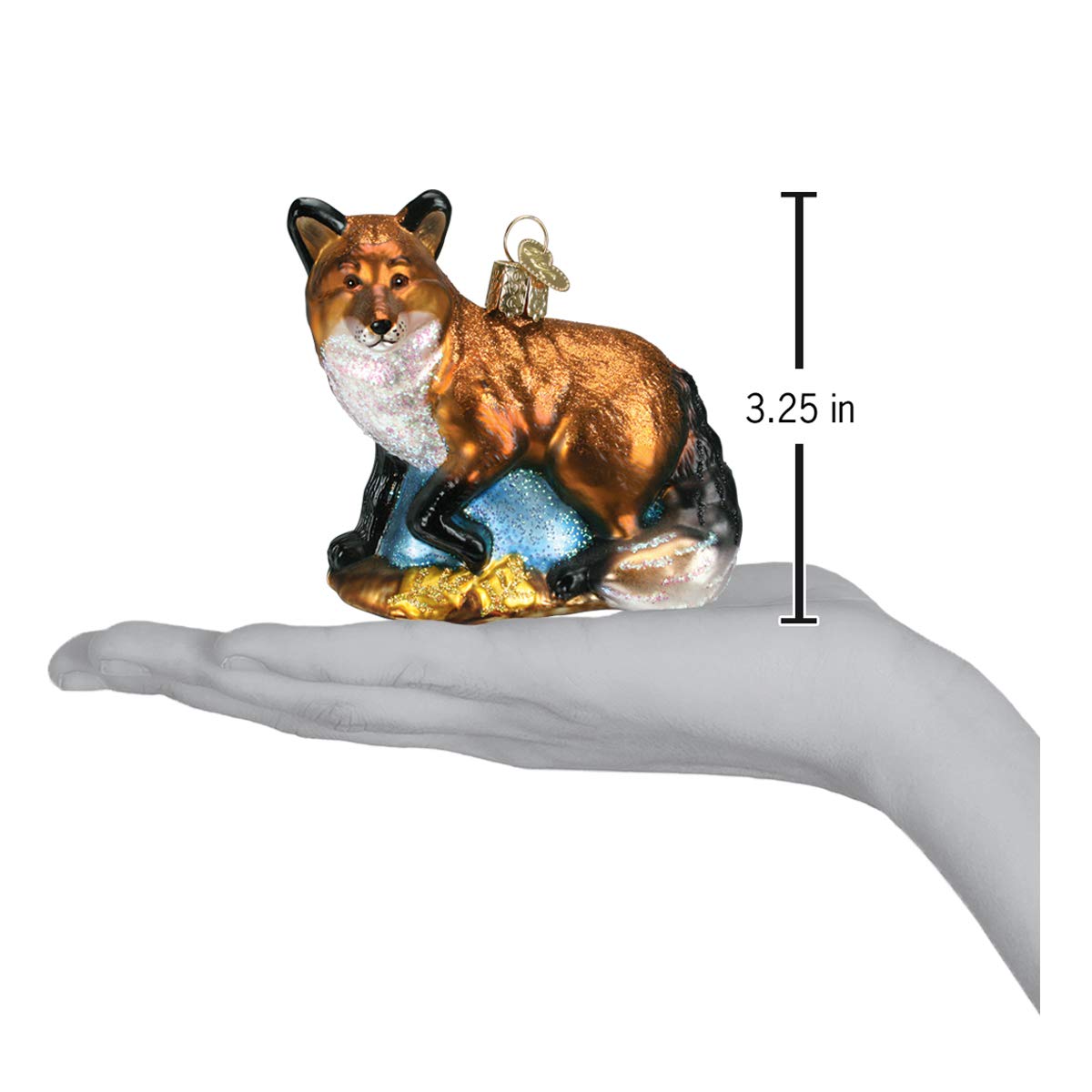 Old World Christmas Red Fox Glass Blown Ornament for Christmas Tree, Handcrafted Holiday Decoration, Wildlife Animal Collection