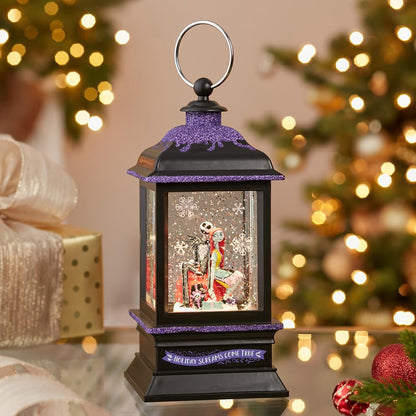Disney Kurt Adler 9-Inch Battery-Operated Nightmare Before Christmas Jack and Sally Spinning Musical Light-Up Lantern