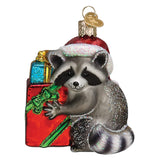 Old World Christmas Christmas Bandit Raccoon Glass Blown Ornament for Christmas Tree, Handcrafted Holiday Decoration, Wildlife Animal Collection