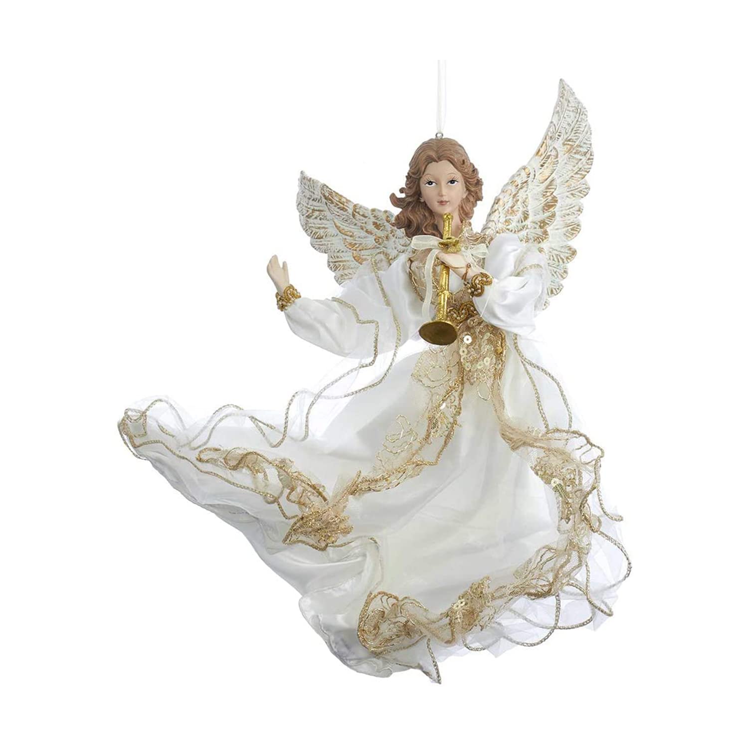 Kurt Adler J6064 Ornament, Ivory, White, Gold