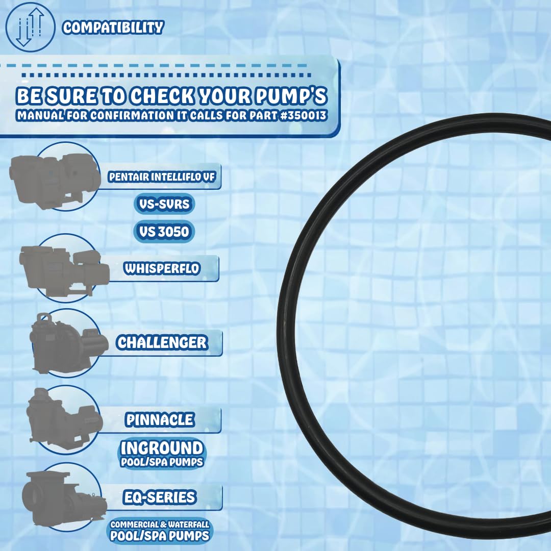 Poolzilla Replacement Pump Lid O-Ring,  Compatible with: Pentair 350013, Intelliflo VF, VS 3050, VS+SVRS; Pinnacle, Whisperflo, and Challenger Pool/Spa Pumps