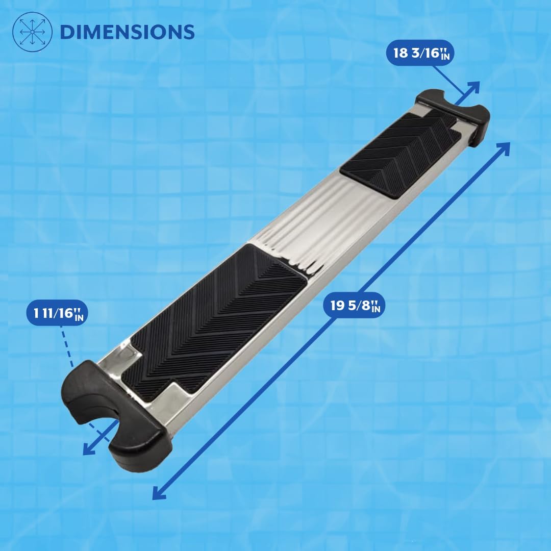 Poolzilla Pool Ladder Replacement Step, Stainless Steel Treaded Design, 18.35" x 1.7"