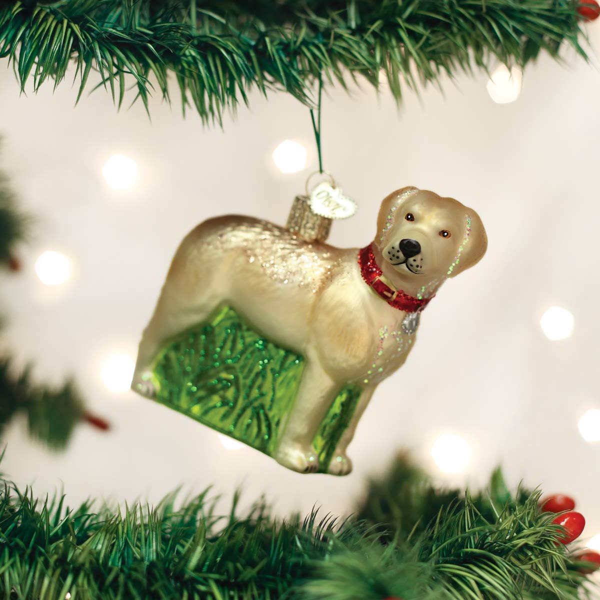 Old World Christmas Standing Chocolate Lab Glass Blown Ornament for Christmas Tree, Handcrafted Holiday Decoration, Dog Collection