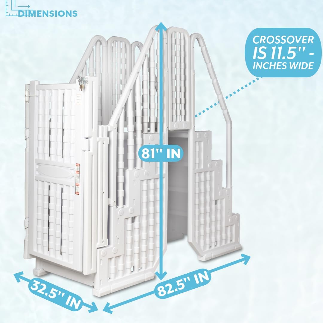 Poolzilla Pool Step Set for Above Ground Pools with Crossover Bridge, and a Lockable Gate - for 48’’ to 54’’ in. Above Ground Pools