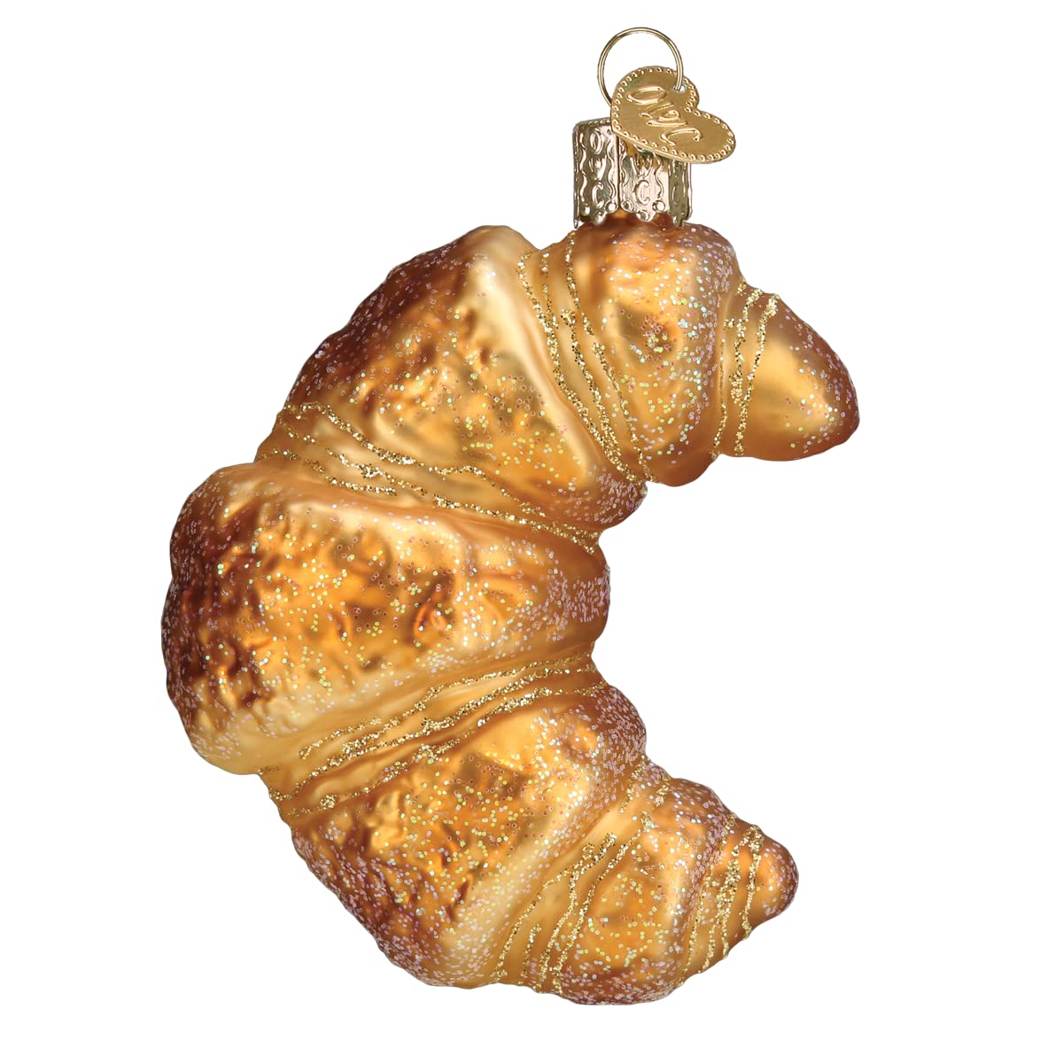 Old World Christmas Croissant Glass Blown Ornament for Christmas Tree, Handcrafted Holiday Decoration, Food - Breakfast Collection