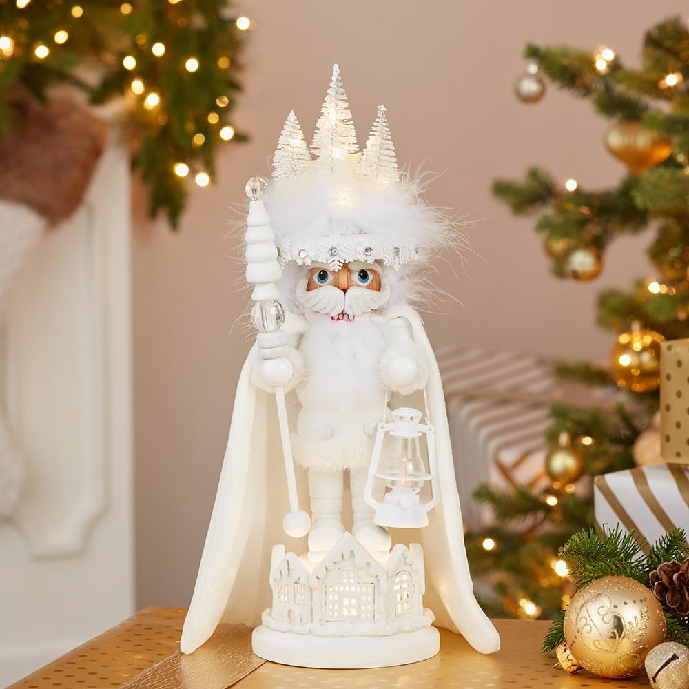 Kurt Adler Hollywood Wooden Nutcracker Collection, Battery Operated White Winter LED Hat, 15