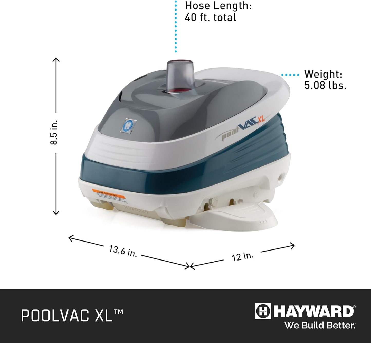 Hayward Pool Vac XL Suction Cleaner 40' Hose, Vinyl Pools