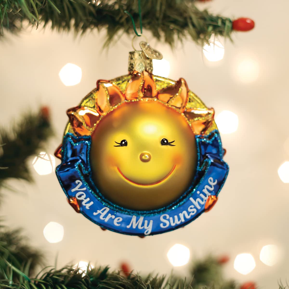 Old World Christmas You are My Sunshine Glass Blown Ornament for Christmas Tree