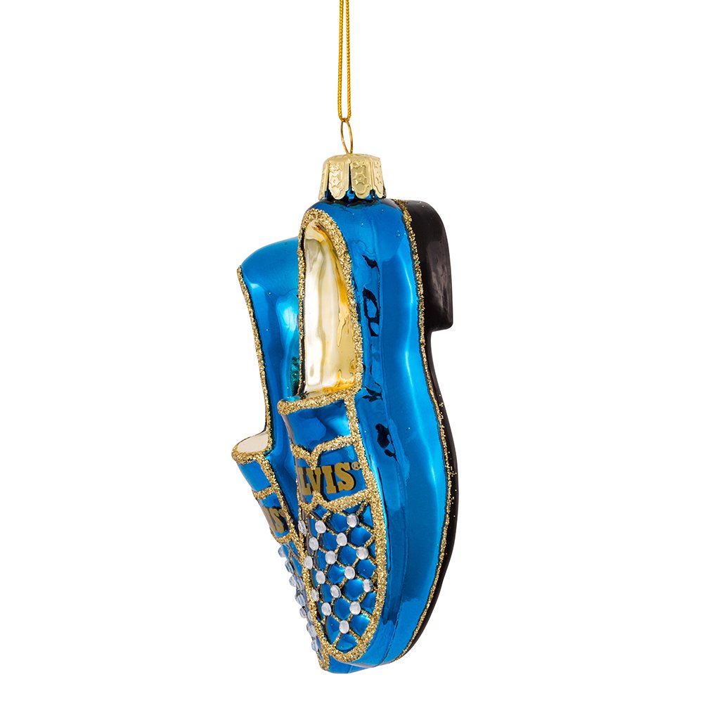 Kurt Adler 5" Elvis Blue Suede Shoes Glass Ornament