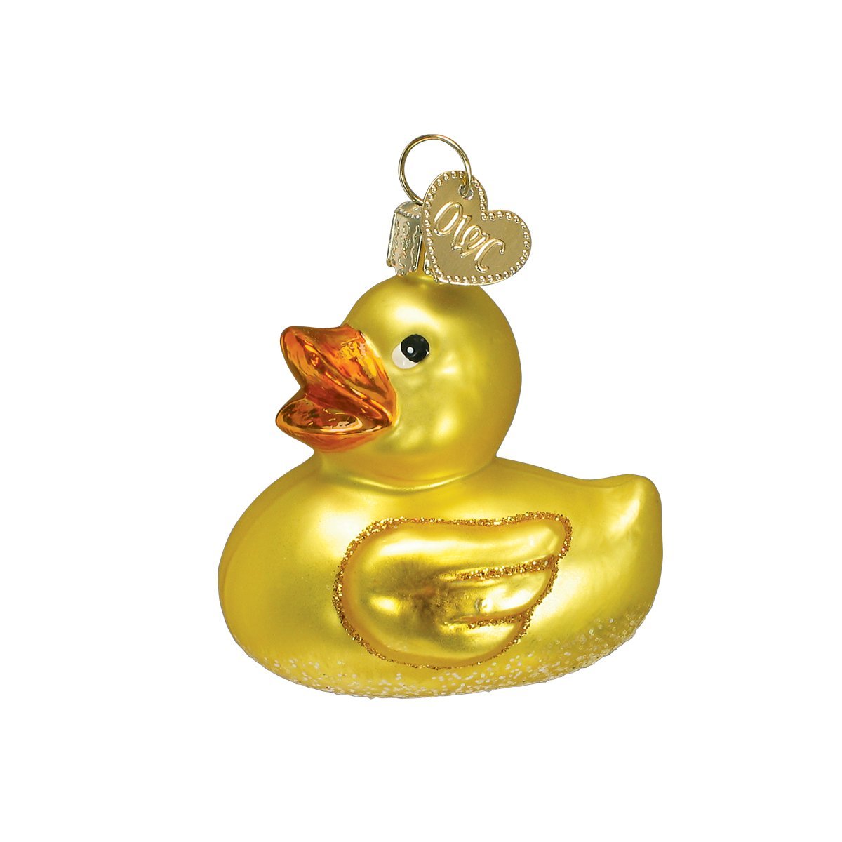 Old World Christmas Rubber Ducky Glass Blown Ornament for Christmas Tree, Handcrafted Holiday Decoration, Baby’s First Christmas Collection