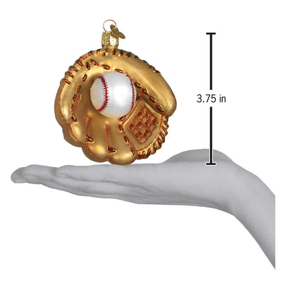 Old World Christmas Baseball Mitt Glass Blown Ornament for Christmas Tree, Handcrafted Holiday Decoration, Sport Collection