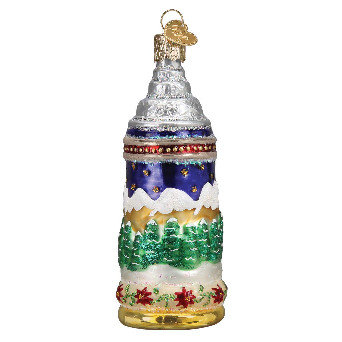 Old World Christmas German Stein Glass Blown Ornament for Christmas Tree, Handcrafted Holiday Decoration, Beer Collection