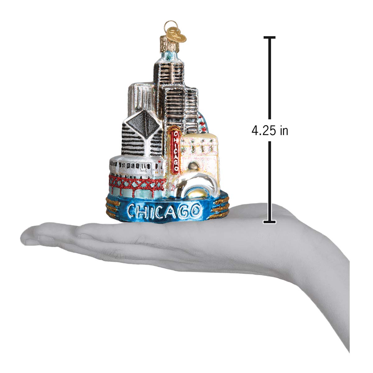 Old World Christmas Glass Blown Ornament Chicago (20091)
