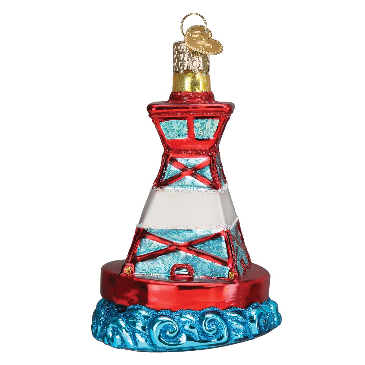 Old World Christmas Holiday Buoy Glass Blown Ornament for Christmas Tree, Handcrafted Holiday Decoration, Nautical Collection