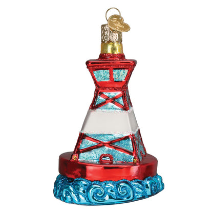 Old World Christmas Holiday Buoy Glass Blown Ornament for Christmas Tree, Handcrafted Holiday Decoration, Nautical Collection