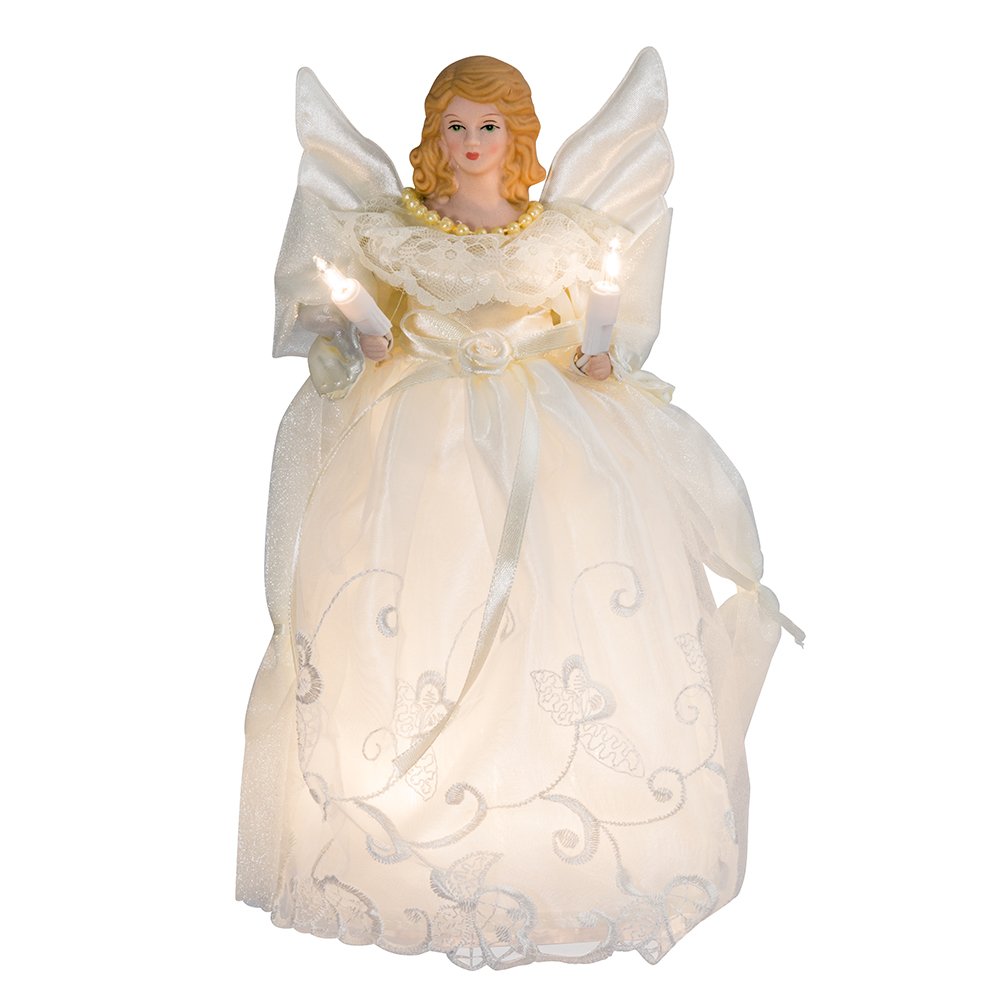 Kurt Adler 10-Inch UL 10-Light Gold/Ivory Angel Treetop