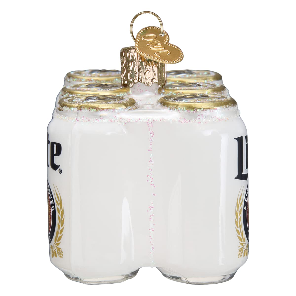 Old World Christmas Miller Lite Six Pack Glass Blown Ornament for Christmas Tree, Handcrafted Holiday Decoration, Beer Collection