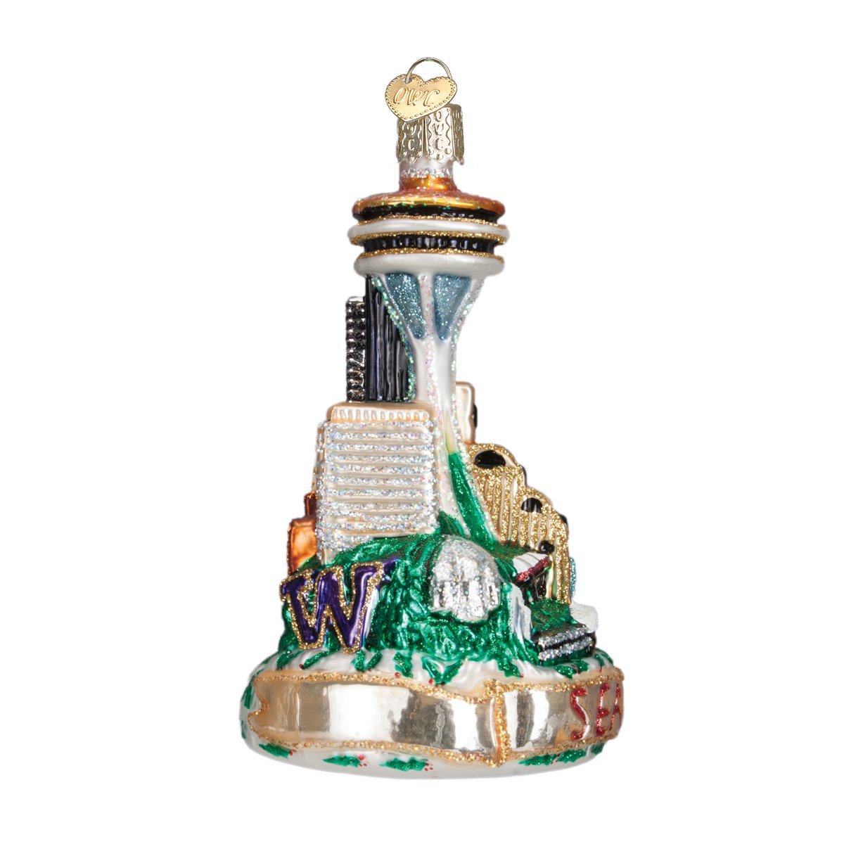 Old World Christmas Cities, Places and Landmarks Glass Blown Ornaments for Christmas Tree Seattle Skyline
