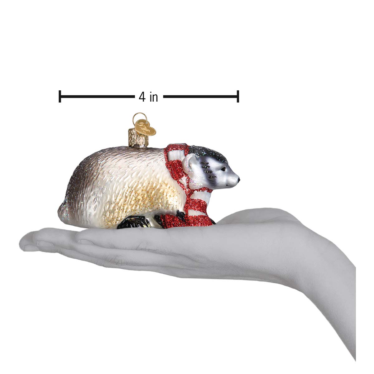 Old World Christmas Badger Glass Blown Ornament for Christmas Tree, Handcrafted Holiday Decoration, Wildlife Animal Collection