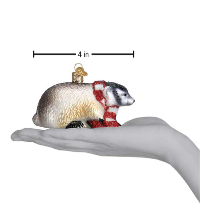 Old World Christmas Badger Glass Blown Ornament for Christmas Tree, Handcrafted Holiday Decoration, Wildlife Animal Collection