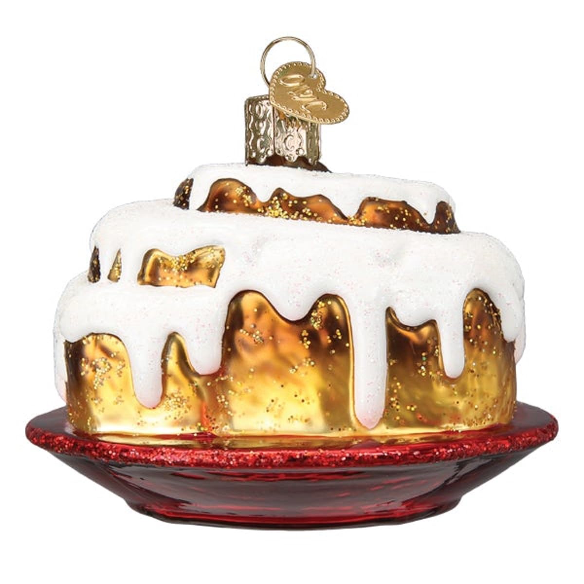 Old World Christmas Cinnamon Roll Glass Blown Ornament for Christmas Tree, Handcrafted Holiday Decoration, Dessert - Donut Collection