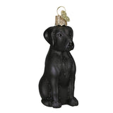 Old World Christmas Black Labrador Dog Collection Glass Blown Ornaments for Christmas Tree 3.75 x 1.5