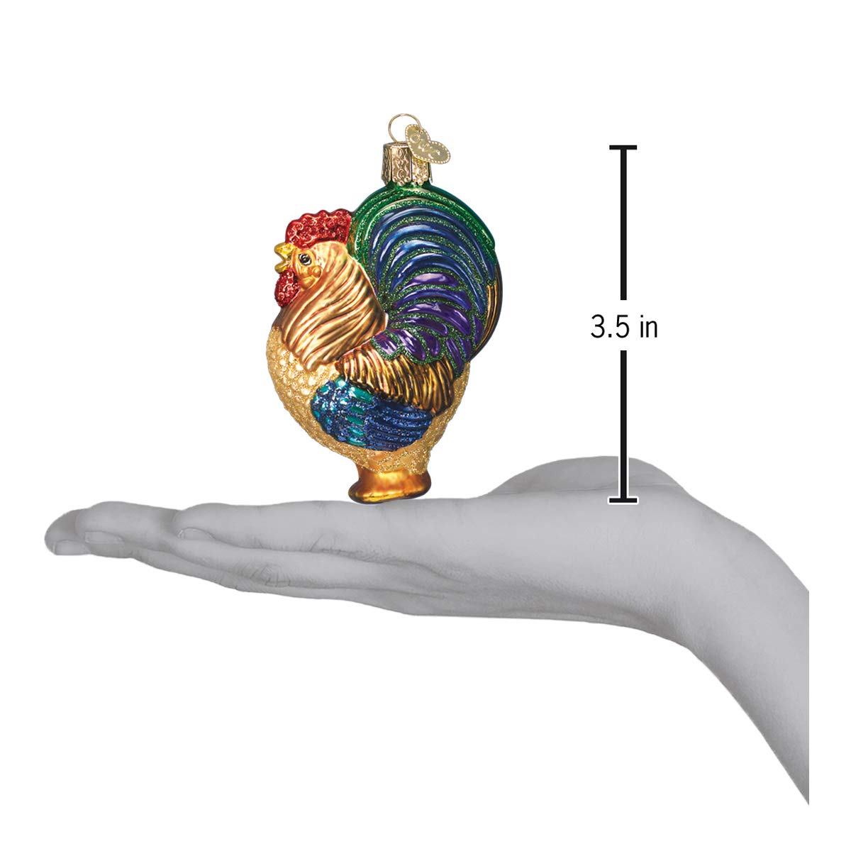 Old World Christmas Rooster Glass Blown Ornament for Christmas Tree, Handcrafted Holiday Decoration, Farm Animal Collection