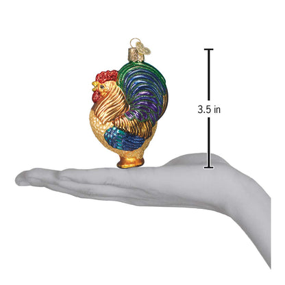 Old World Christmas Rooster Glass Blown Ornament for Christmas Tree, Handcrafted Holiday Decoration, Farm Animal Collection
