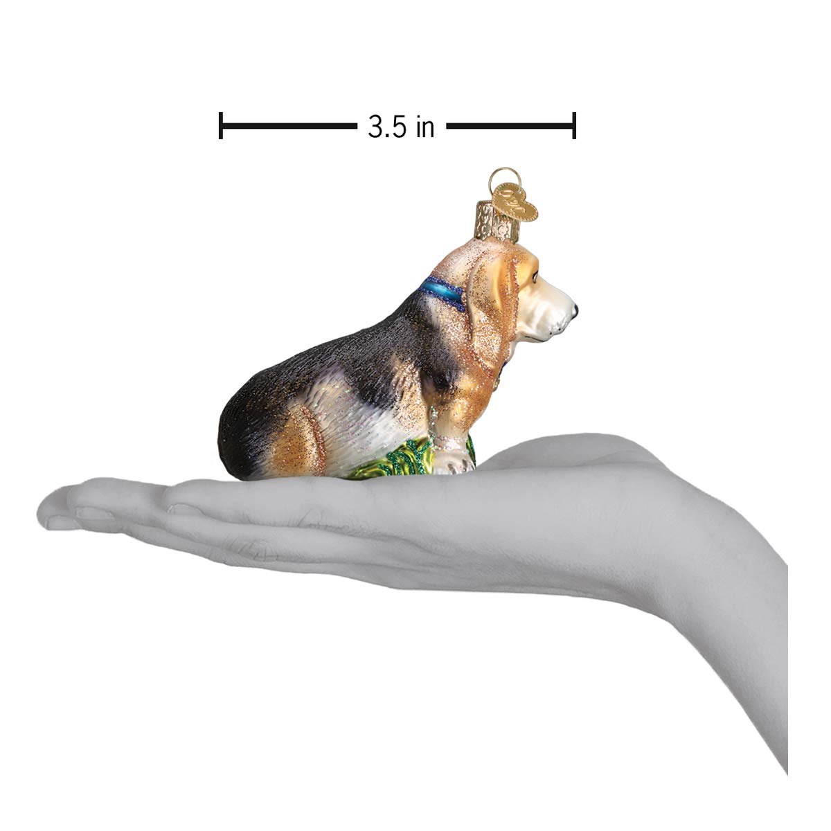 Old World Christmas Dog Collection Glass Blown Ornaments for Christmas Tree Basset Hound 1.5 x 3