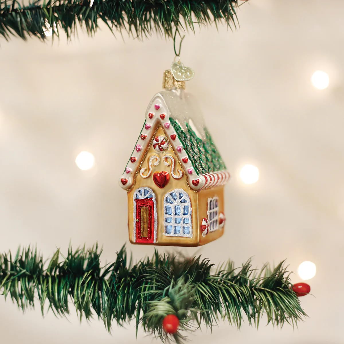 Old World Christmas Cookie Cottage Glass Blown Ornament for Christmas Tree, Handcrafted Holiday Decoration, Cottage Collection
