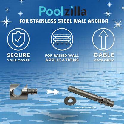 Poolzilla Stainless Steel Head for Wall Anchors - Screw for Pool Safety Cover Wall Anchors (Fits Poolzilla 3'' Wall Anchor)