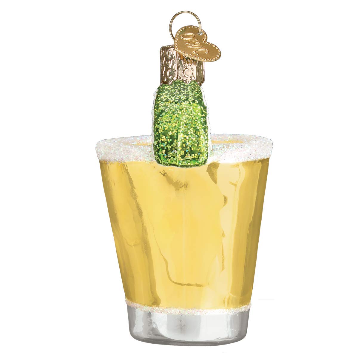Old World Christmas Tequila Shot Glass Blown Ornament for Christmas Tree, Handcrafted Holiday Decoration, Adult Beverages Collection