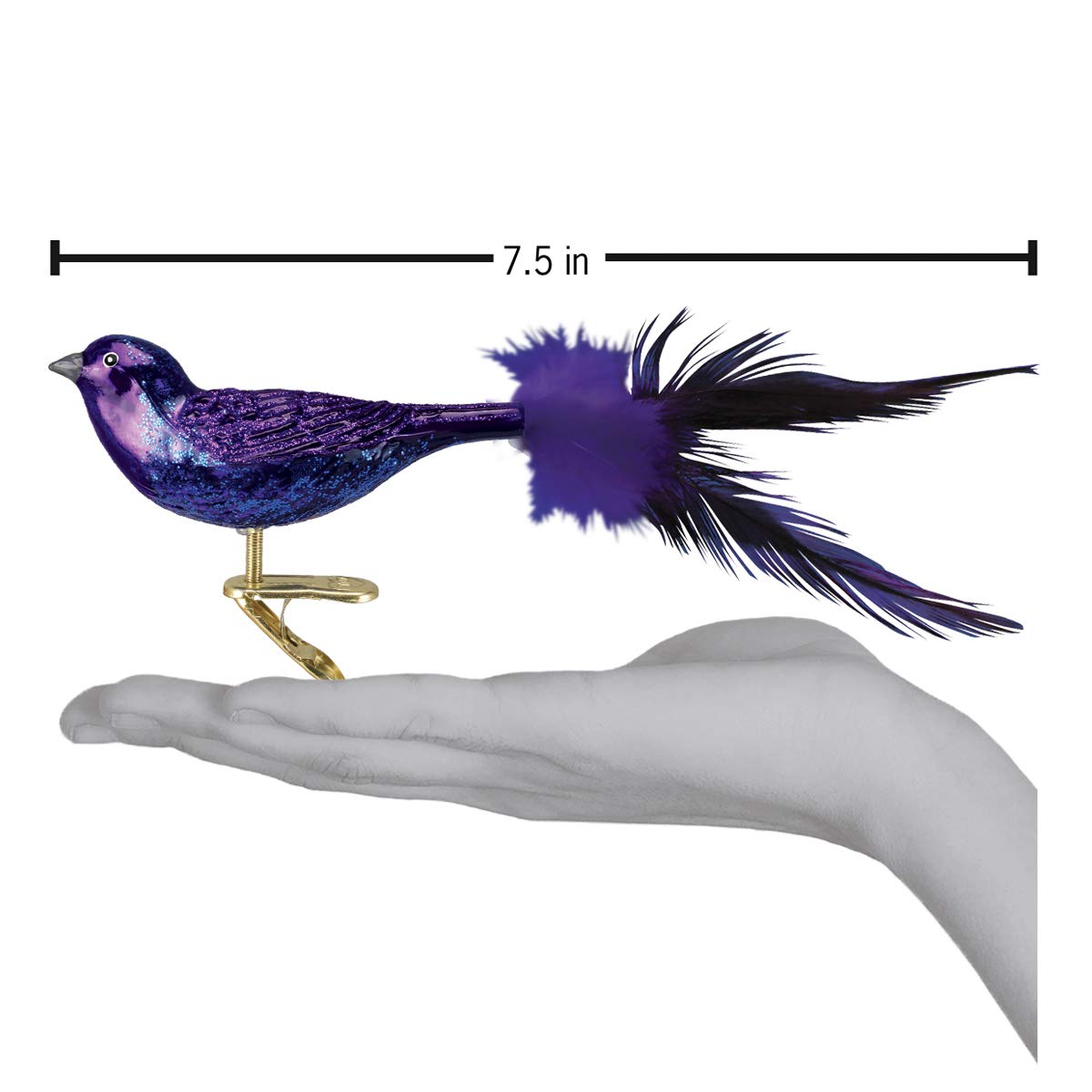 Old World Christmas Purple Martin Glass Blown Ornament for Christmas Tree, Handcrafted Holiday Decoration, Bird Watcher Clip Collection