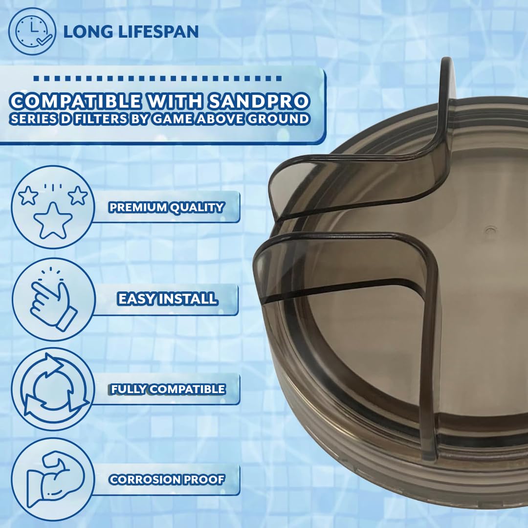 Poolzilla Clear Pool Strainer Lid - Compatible with Sandpro Series D Filterm 75110, 75131-V1 for 3/4HP