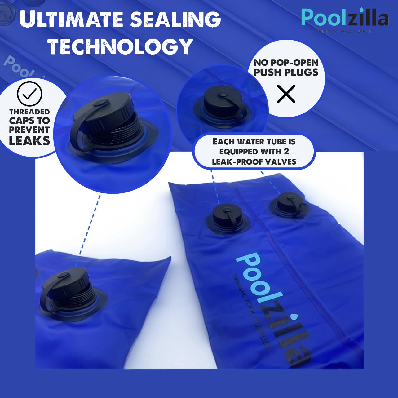 Poolzilla 8’ Water Weighted Bag with Screw Cap for Winter Pool Cover