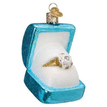 Old World Christmas Something Blue Ring Box Glass Blown Ornament for Christmas Tree, Handcrafted Holiday Decoration, Marriage Collection