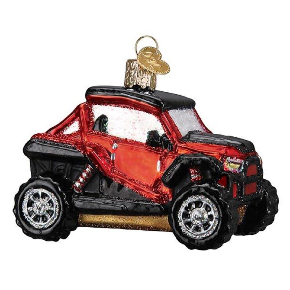 Old World Christmas Side-by-Side ATV Glass Blown Ornament for Christmas Tree, Handcrafted Holiday Decoration, Transportation Collection